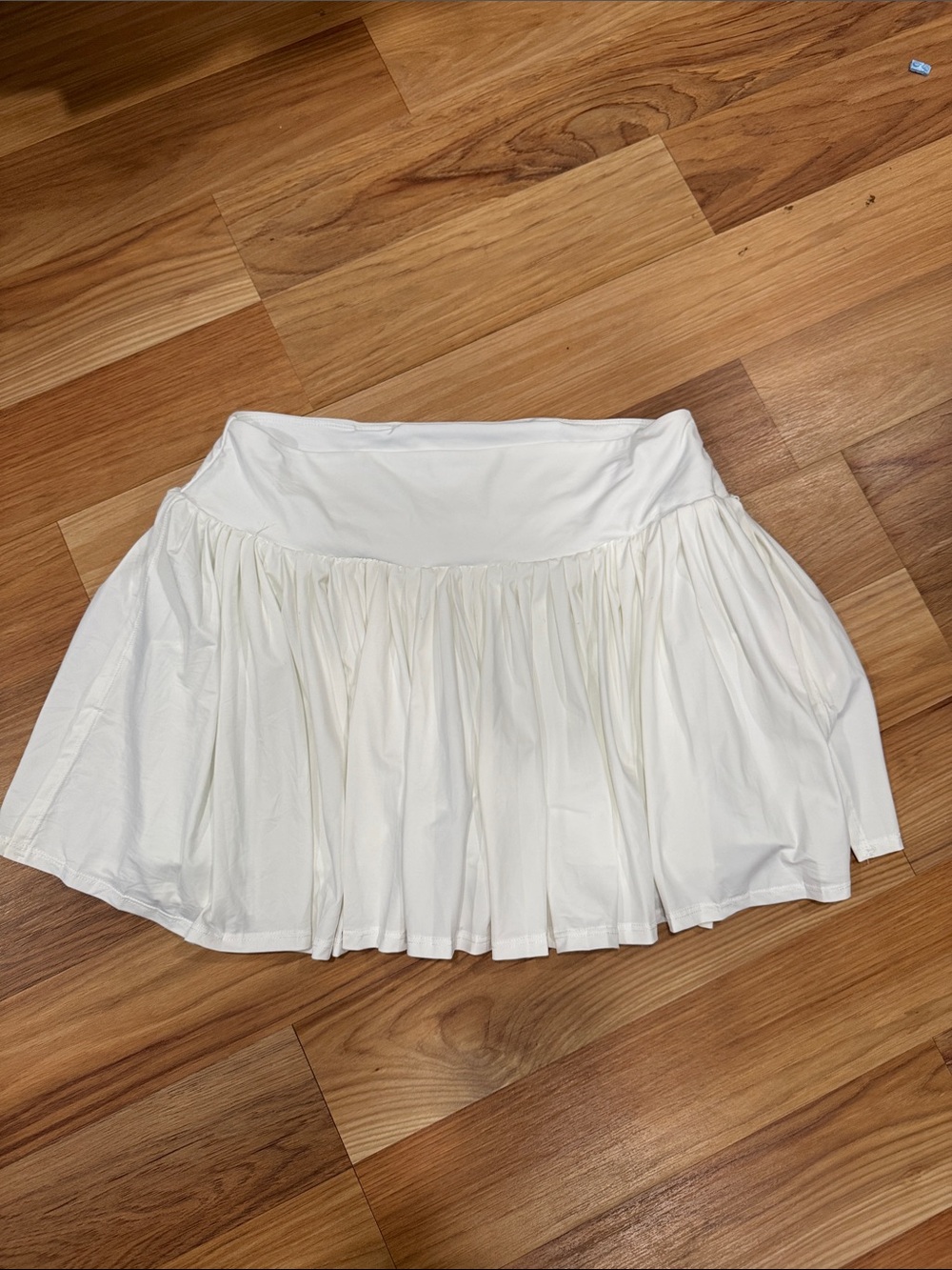 HALARA White Pleated Skater Mini Skirt with built in shorts